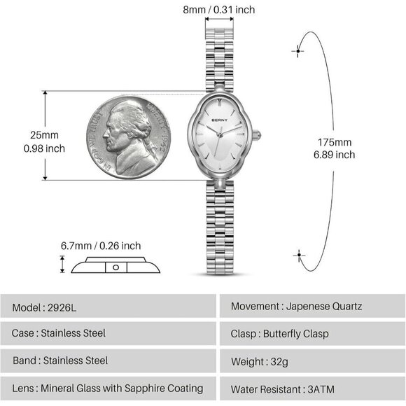 ?Women Silver Dainty Ladies Wristwatch Vintage Copper Mirrors Shape Japanese main image 3